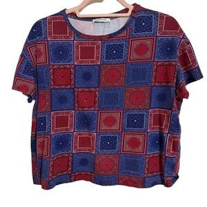 Zara Bandana Pattern Tee Shirt Sz M